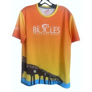 Headsweats Gear Performance shirt L Orange Yellow Bike Cycling shirt